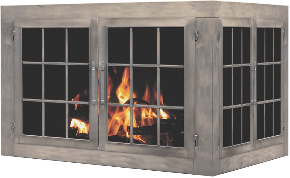 inustrial corner fireplace metal