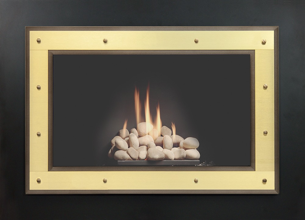 manhattan fireplace gold trim frame