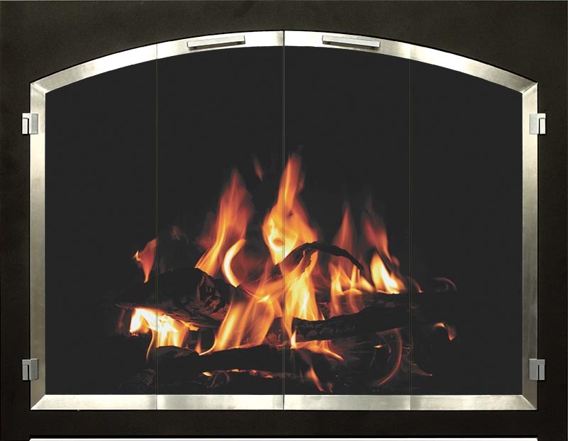 black chrome indoor fireplace door chrome