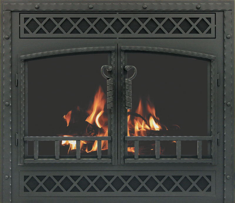 Blacksmith metal fireplace door