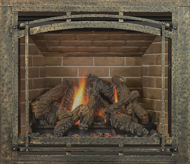 aged metal fireplace screen
