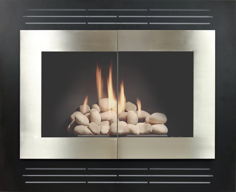 brushed chrome manhattan fireplace door elegant