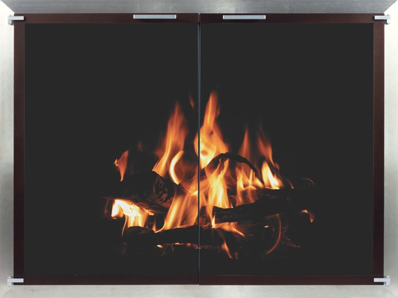 stainless steel door fireplace