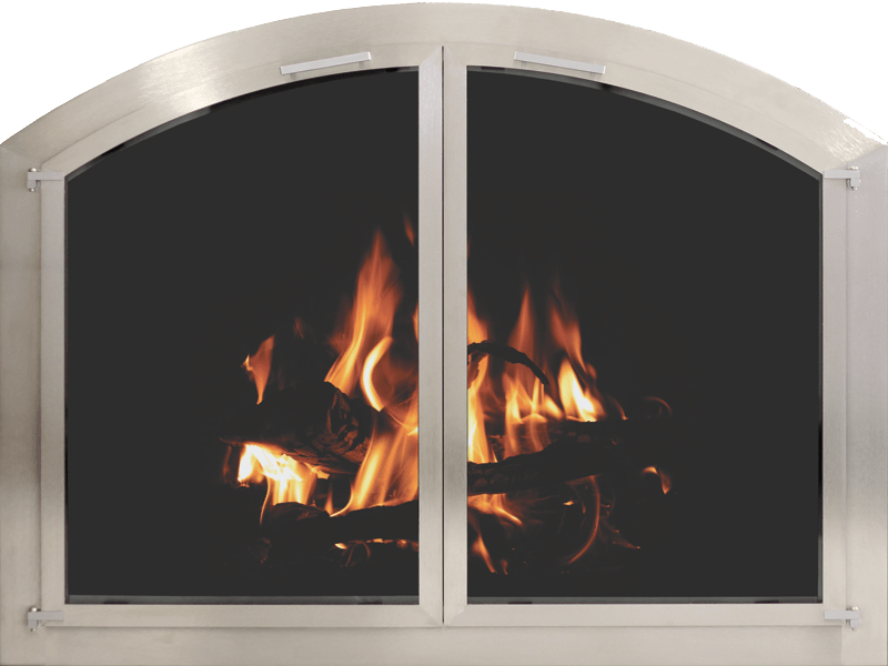 stainless steel arch door fireplace