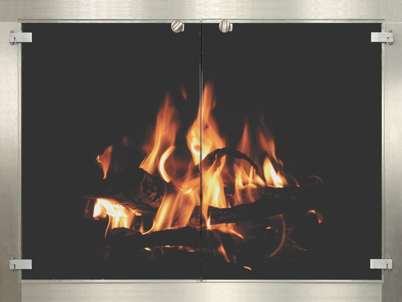 total view fireplace chrome frame