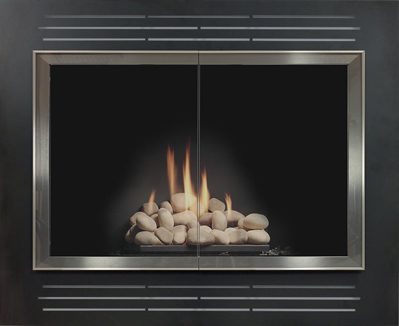 nolita fireplace black with chrome trime