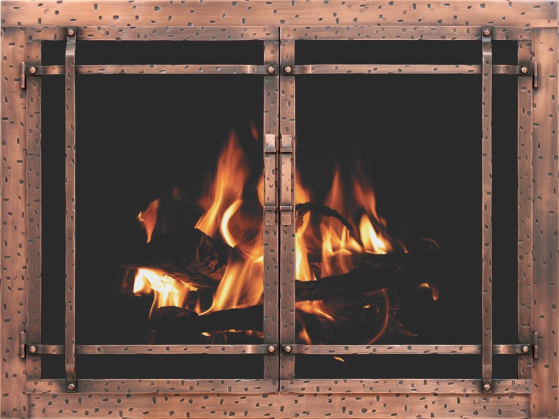 aged iron fireplace door