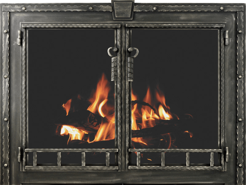 blacksmith matte black metal fireplace door