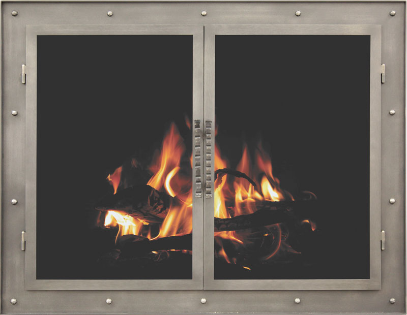 transitional metal fireplace door