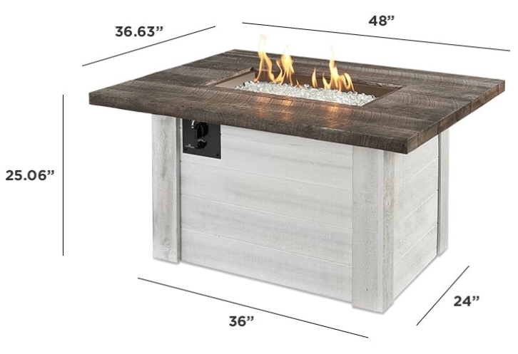 Alcott Rectangular Gas Fire Pit Table dimensions