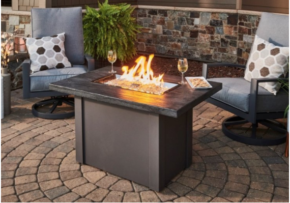 Stone Grey Havenwood Gas Fire Pit Table with Grey Base