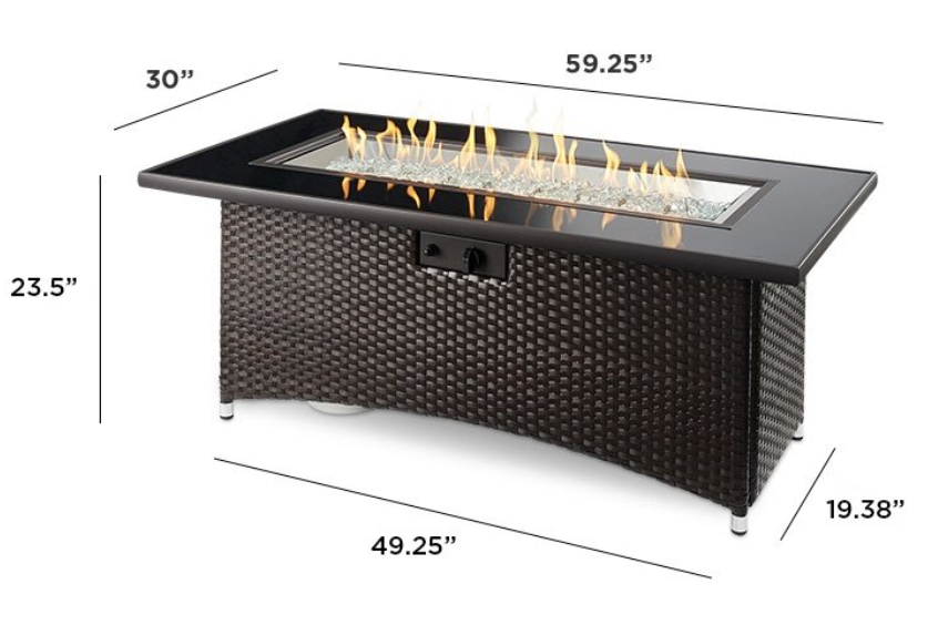Balsam Montego Linear Gas Fire Pit Table Dimensions