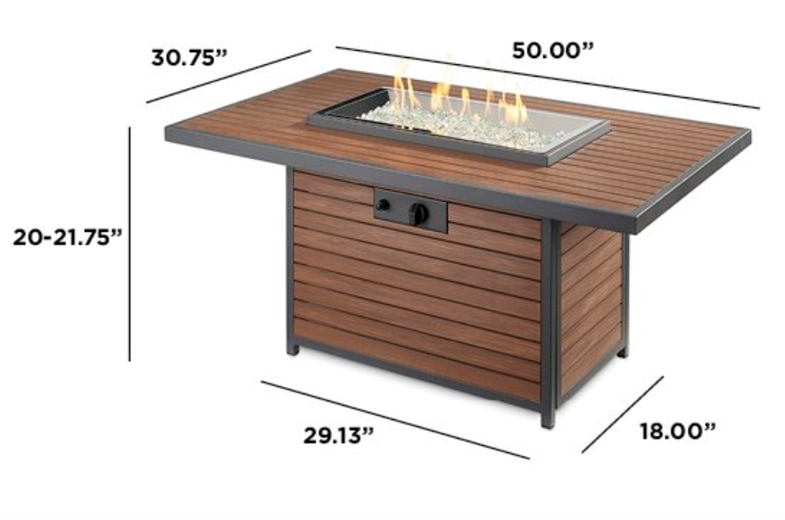 Kenwood Chat Height Gas Fire Pit Table Dimensions