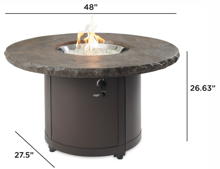 Marbleized Noche Beacon Chat Height Gas Fire Pit Table Dimensions