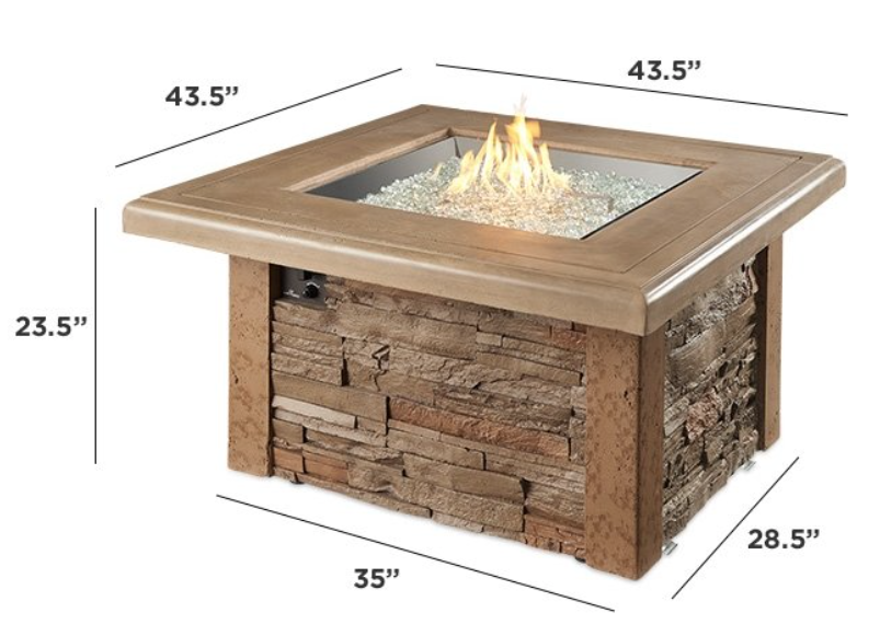 Sierra Square Gas Fire Pit Table Dimensions